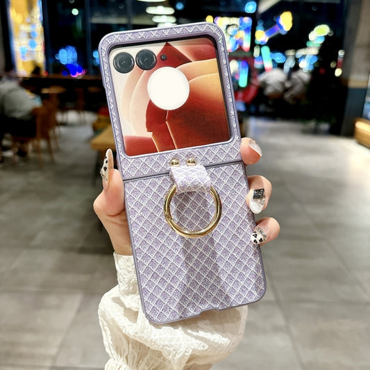 For Motorola Razr 50 Ultra Sparkling Diamond Rhombus PC Phone Case with Ring(Purple) by buy2fix