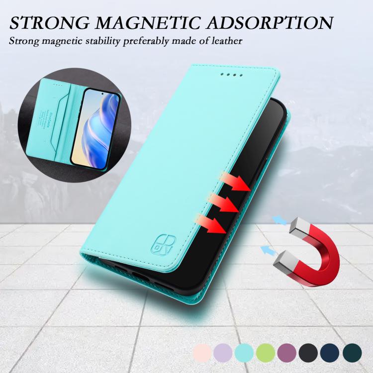 For Google Pixel 10 / 10 Pro 5G Global RC01 Dual-Folded Magnetic Suction RFID Leather Phone Case(Mint Green) - Google Cases by buy2fix | Online Shopping UK | buy2fix