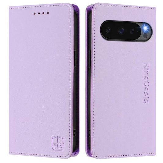 For Google Pixel 10 / 10 Pro 5G Global RC01 Dual-Folded Magnetic Suction RFID Leather Phone Case(Light Purple) - Google Cases by buy2fix | Online Shopping UK | buy2fix