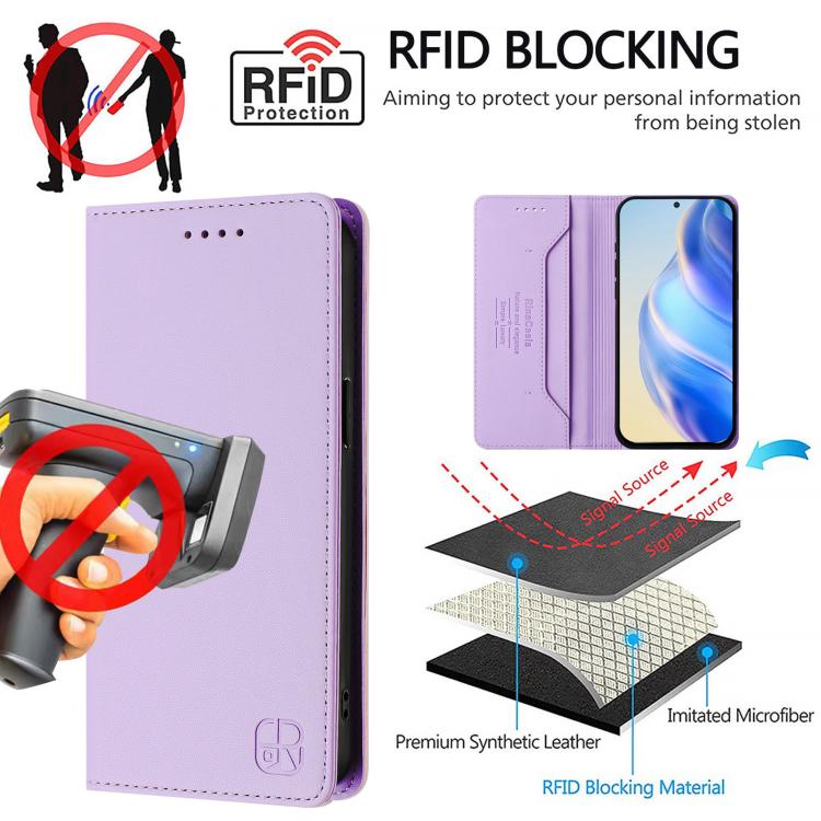 For Google Pixel 10 Pro XL RC01 Dual-Folded Magnetic Suction RFID Leather Phone Case(Light Purple) - Google Cases by buy2fix | Online Shopping UK | buy2fix