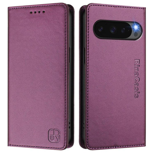 For Google Pixel 10 Pro XL RC01 Dual-Folded Magnetic Suction RFID Leather Phone Case(Violet) - Google Cases by buy2fix | Online Shopping UK | buy2fix
