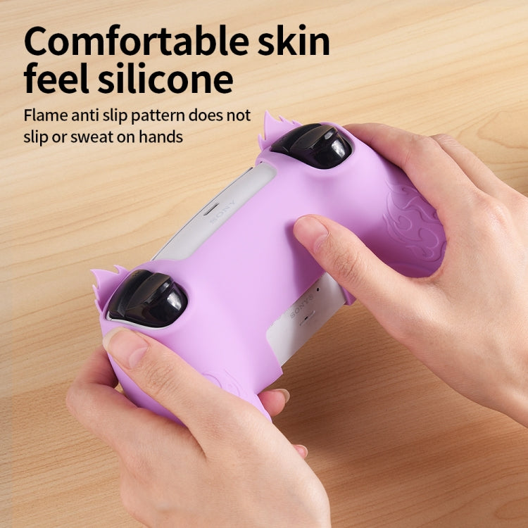 For Sony PS5 Flame Silicone Gamepad Protective Case(Pink) - Cases by buy2fix | Online Shopping UK | buy2fix