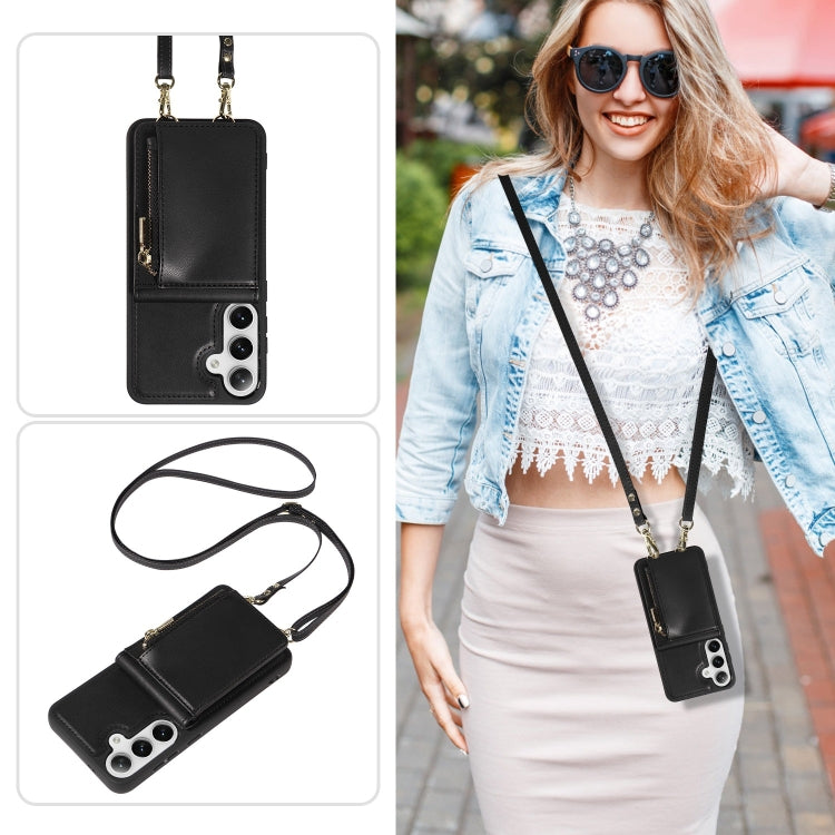 For Samsung Galaxy S25+ 5G Crossbody Lanyard Zipper Wallet Leather Phone Case(Black) by buy2fix
