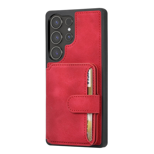 For Samsung Galaxy S25 Ultra 5G Skin Feel Dream RFID Anti-theft PU Card Bag Phone Case(Red) by buy2fix