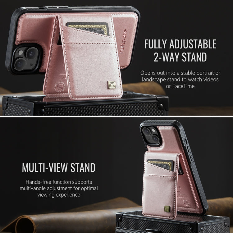 For iPhone 14 Plus AutSpace A12 MagSafe Magnetic RFID Card Bag Phone Case(Rose Gold) - iPhone 14 Plus Cases by AutSpace | Online Shopping UK | buy2fix