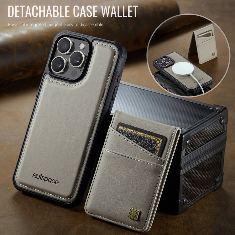 For iPhone 12 / 12 Pro AutSpace A12 MagSafe Magnetic RFID Card Bag Phone Case(Khaki) - iPhone 12 / 12 Pro Cases by AutSpace | Online Shopping UK | buy2fix