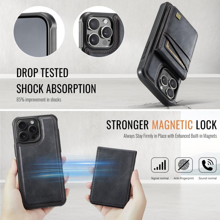 For iPhone 16 Pro AutSpace A12 MagSafe Magnetic RFID Card Bag Phone Case(Black) - iPhone 16 Pro Cases by AutSpace | Online Shopping UK | buy2fix