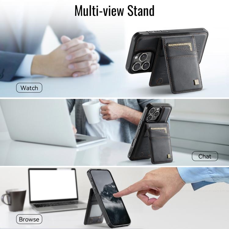 For iPhone 16 Pro AutSpace A12 MagSafe Magnetic RFID Card Bag Phone Case(Black) - iPhone 16 Pro Cases by AutSpace | Online Shopping UK | buy2fix
