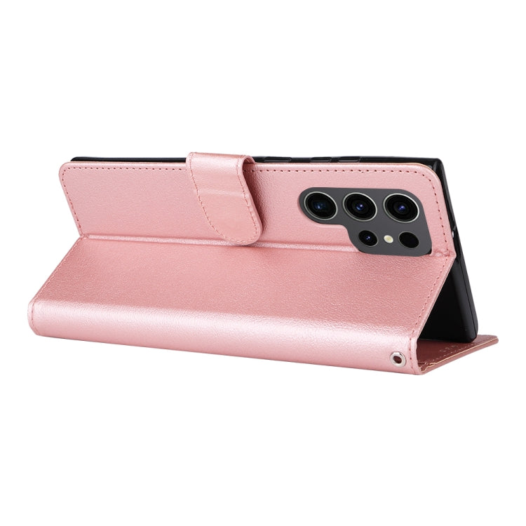 For Samsung Galaxy S25 Ultra 5G 3-Card Slots Multifunctional Leather Phone Case(Rose Gold) by buy2fix