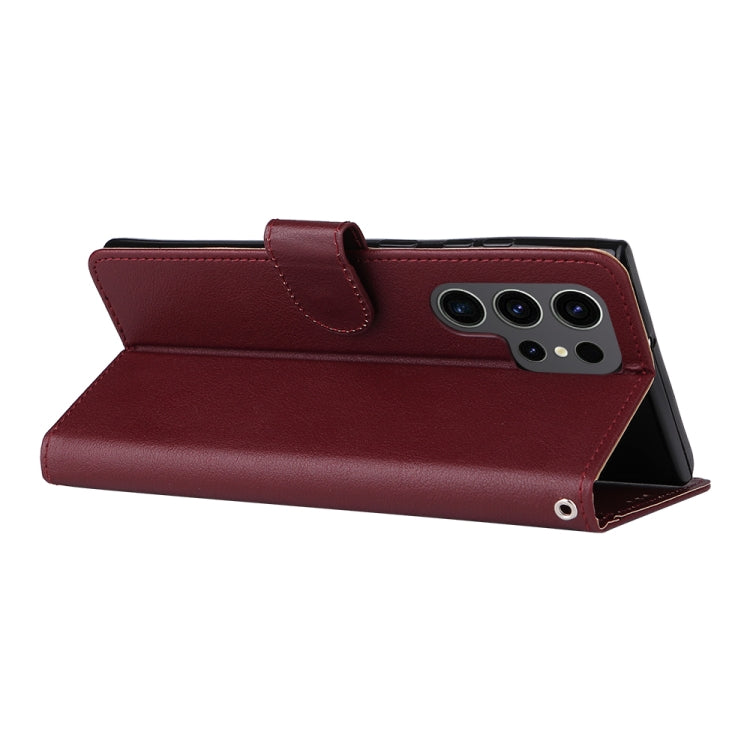 For Samsung Galaxy S25 Ultra 5G 3-Card Slots Multifunctional Leather Phone Case(Wine Red) by buy2fix