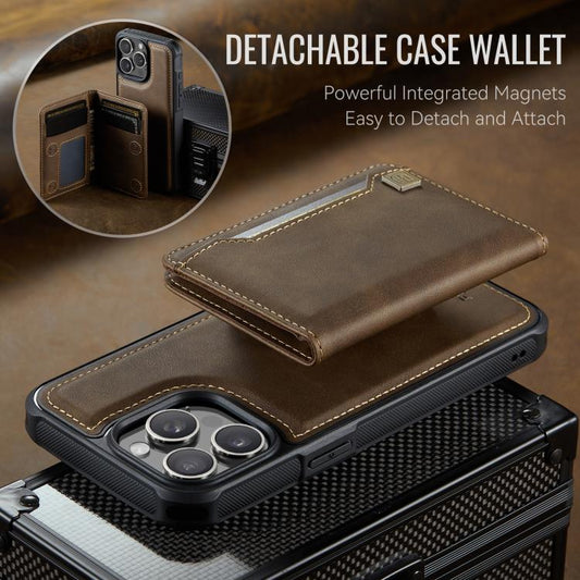 For iPhone 15 Pro AutSpace A13 MagSafe Magnetic RFID Flip Card Bag Phone Case(Coffee) - iPhone 15 Pro Cases by AutSpace | Online Shopping UK | buy2fix