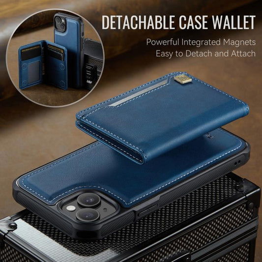 For iPhone 15 AutSpace A13 MagSafe Magnetic RFID Flip Card Bag Phone Case(Blue) - iPhone 15 Cases by AutSpace | Online Shopping UK | buy2fix