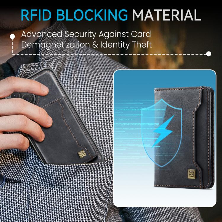 For iPhone 14 Plus AutSpace A13 MagSafe Magnetic RFID Flip Card Bag Phone Case(Black) - iPhone 14 Plus Cases by AutSpace | Online Shopping UK | buy2fix