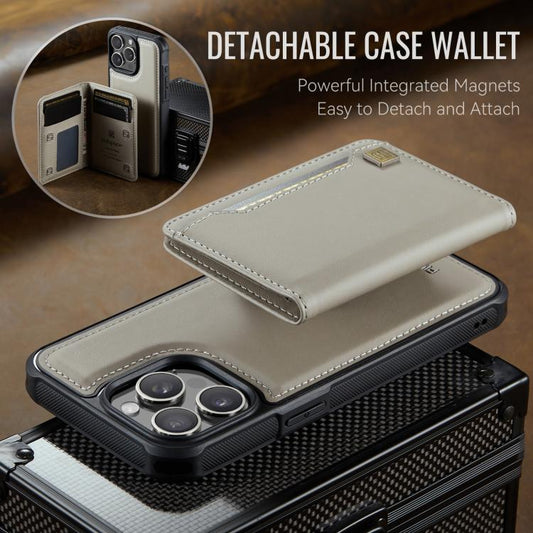 For iPhone 14 Pro Max AutSpace A13 MagSafe Magnetic RFID Flip Card Bag Phone Case(Grey) - iPhone 14 Pro Max Cases by AutSpace | Online Shopping UK | buy2fix