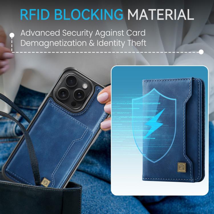 For iPhone 12 Pro AutSpace A13 MagSafe Magnetic RFID Flip Card Bag Phone Case(Blue) - iPhone 12 / 12 Pro Cases by AutSpace | Online Shopping UK | buy2fix