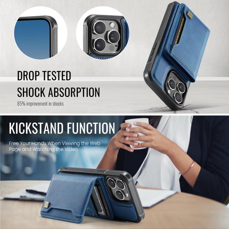 For iPhone 12 Pro AutSpace A13 MagSafe Magnetic RFID Flip Card Bag Phone Case(Blue) - iPhone 12 / 12 Pro Cases by AutSpace | Online Shopping UK | buy2fix
