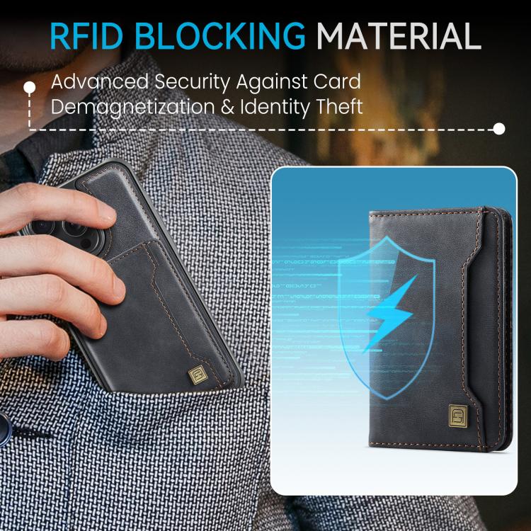 For iPhone 12 Pro AutSpace A13 MagSafe Magnetic RFID Flip Card Bag Phone Case(Black) - iPhone 12 / 12 Pro Cases by AutSpace | Online Shopping UK | buy2fix