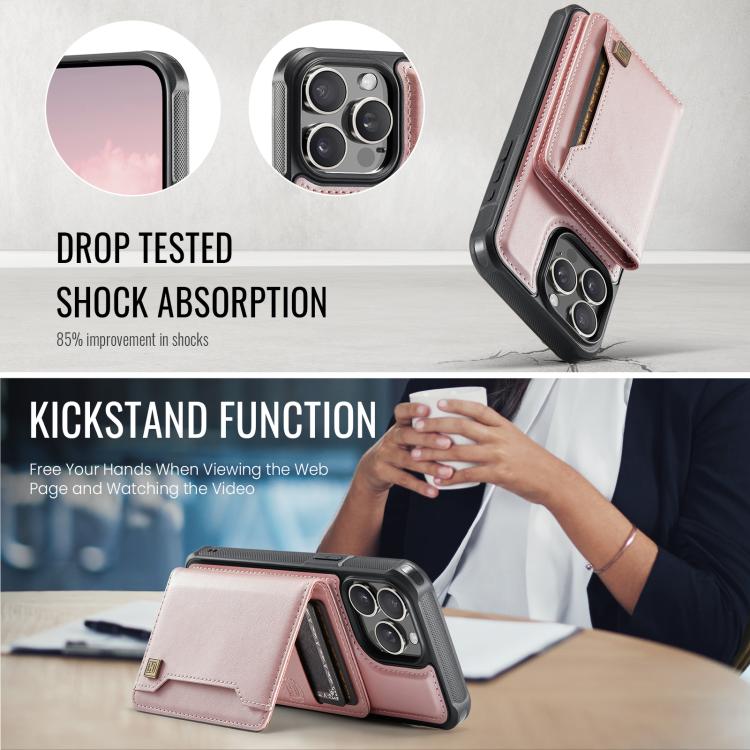 For iPhone 12 Pro AutSpace A13 MagSafe Magnetic RFID Flip Card Bag Phone Case(Rose Gold) - iPhone 12 / 12 Pro Cases by AutSpace | Online Shopping UK | buy2fix