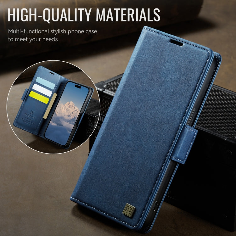 For iPhone 15 Pro Max AutSpace A11 Side Buckle MagSafe Magnetic RFID Phone Leather Case(Blue) - iPhone 15 Pro Max Cases by AutSpace | Online Shopping UK | buy2fix