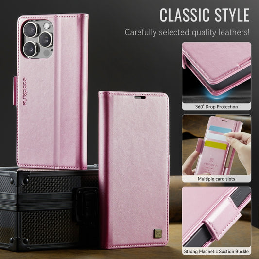 For iPhone 14 Pro AutSpace A11 Side Buckle MagSafe Magnetic RFID Phone Leather Case(Rose Gold) - iPhone 14 Pro Cases by AutSpace | Online Shopping UK | buy2fix