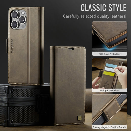 For iPhone 13 Pro Max AutSpace A11 Side Buckle MagSafe Magnetic RFID Phone Leather Case(Coffee) - iPhone 13 Pro Max Cases by AutSpace | Online Shopping UK | buy2fix