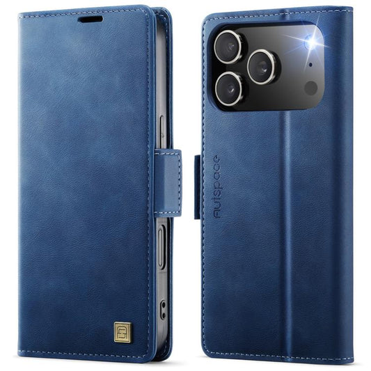For iPhone 17 Pro Max AutSpace A11 Side Buckle MagSafe Magnetic RFID Phone Leather Case(Blue) - iPhone 17 Pro Max Cases by AutSpace | Online Shopping UK | buy2fix