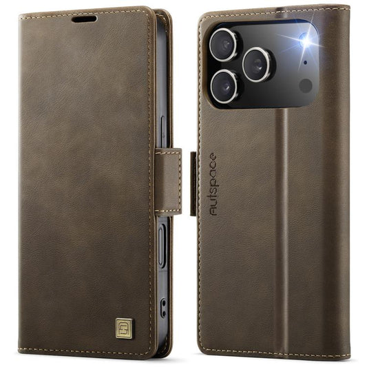 For iPhone 17 Pro Max AutSpace A11 Side Buckle MagSafe Magnetic RFID Phone Leather Case(Coffee) - iPhone 17 Pro Max Cases by AutSpace | Online Shopping UK | buy2fix