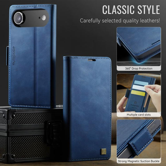 For iPhone Air AutSpace A11 Side Buckle MagSafe Magnetic RFID Phone Leather Case(Blue) - iPhone Air Cases by AutSpace | Online Shopping UK | buy2fix