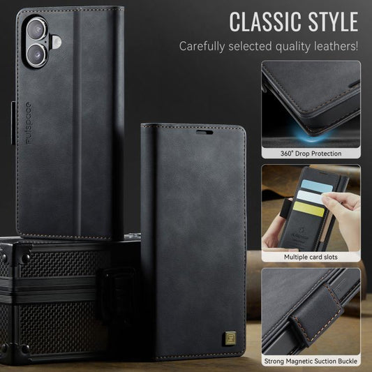 For iPhone 17 AutSpace A11 Side Buckle MagSafe Magnetic RFID Phone Leather Case(Black) - iPhone 17 Cases by AutSpace | Online Shopping UK | buy2fix