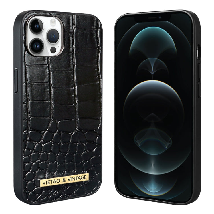 For iPhone 12 Pro Max VIETAO Alligator Texture PU Phone Case(Black) - iPhone 12 Pro Max Cases by VIETAO | Online Shopping UK | buy2fix