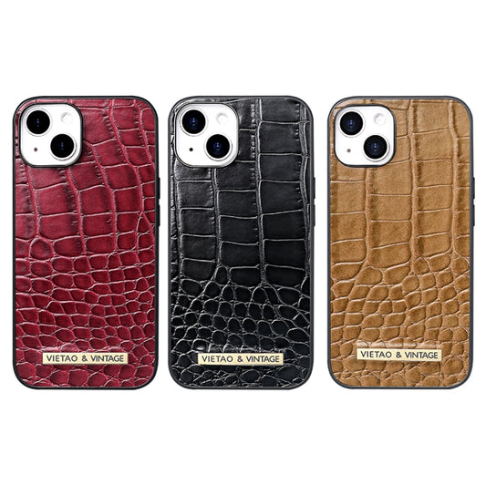For iPhone 16 VIETAO Alligator Texture PU Phone Case(Brown) by VIETAO