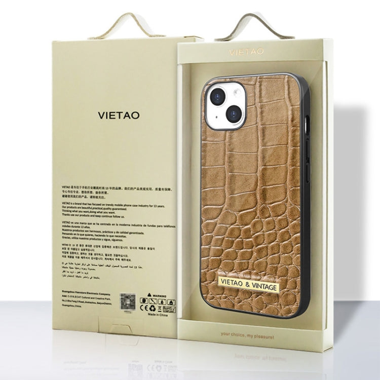 For iPhone 16 VIETAO Alligator Texture PU Phone Case(Brown) by VIETAO