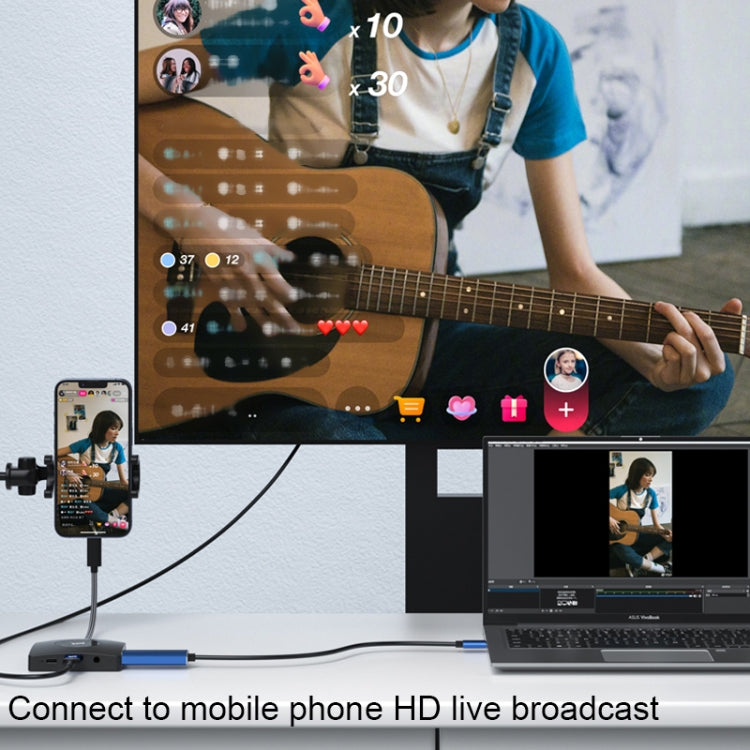 YCE-Z70A Type-C to PD 3.0, USB 3.0x2 + SD/TF, 3.5mm and HD1.4 Docking Station Video Capture Card(Black) by buy2fix