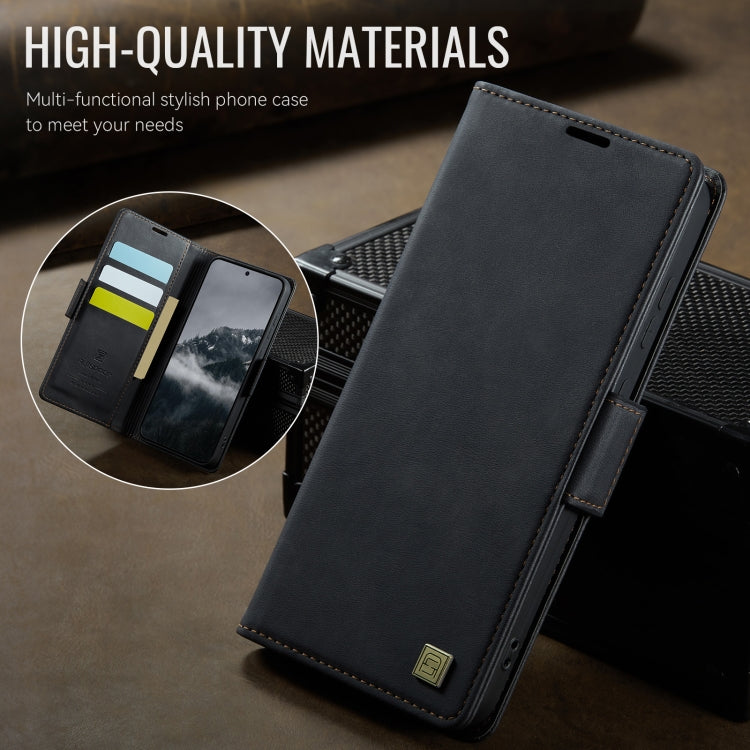 For Samsung Galaxy S25 Ultra 5G AutSpace A11 Side Buckle MagSafe Magnetic RFID Phone Leather Case(Black) by AutSpace