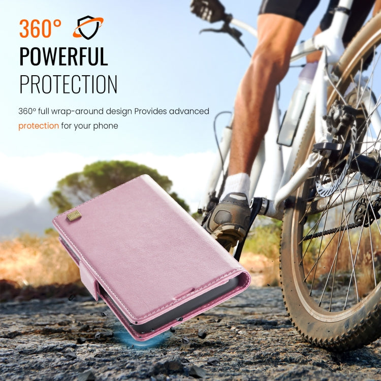 For Samsung Galaxy S25+ 5G AutSpace A11 Side Buckle MagSafe Magnetic RFID Phone Leather Case(Rose Gold) - Galaxy S25+ 5G Cases by AutSpace | Online Shopping UK | buy2fix