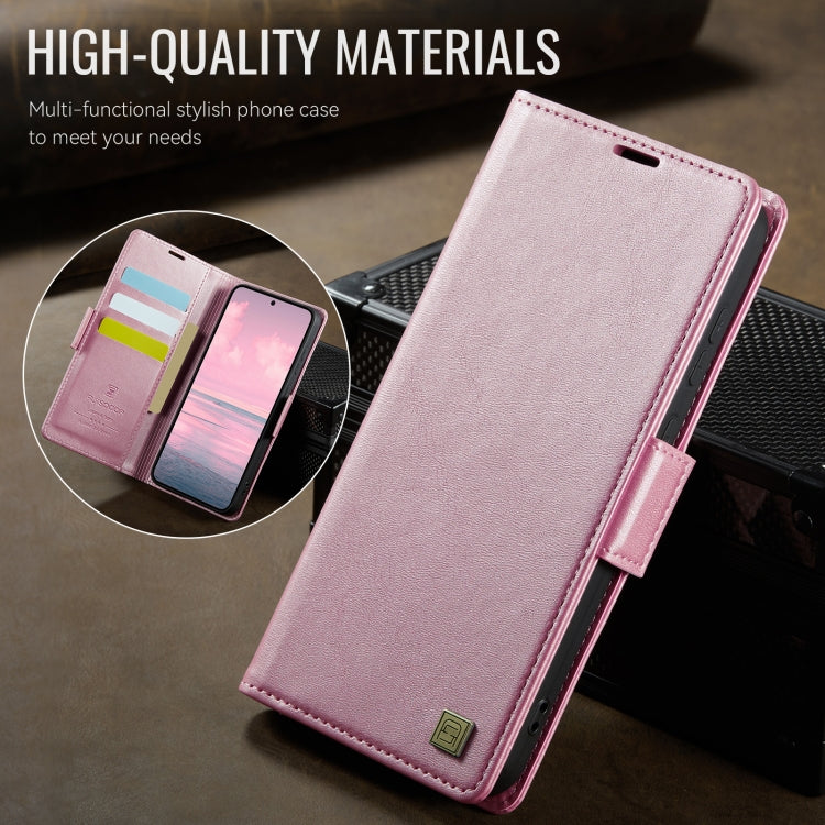 For Samsung Galaxy S25+ 5G AutSpace A11 Side Buckle MagSafe Magnetic RFID Phone Leather Case(Rose Gold) - Galaxy S25+ 5G Cases by AutSpace | Online Shopping UK | buy2fix