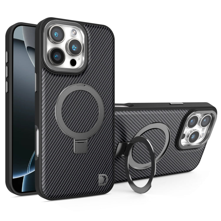 For iPhone 16 Pro Carbon Fiber MagSafe Holder Phone Case(Black) - iPhone 16 Pro Cases by buy2fix | Online Shopping UK | buy2fix