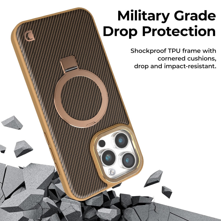 For iPhone 16 Pro Carbon Fiber MagSafe Holder Phone Case(Grey) - iPhone 16 Pro Cases by buy2fix | Online Shopping UK | buy2fix