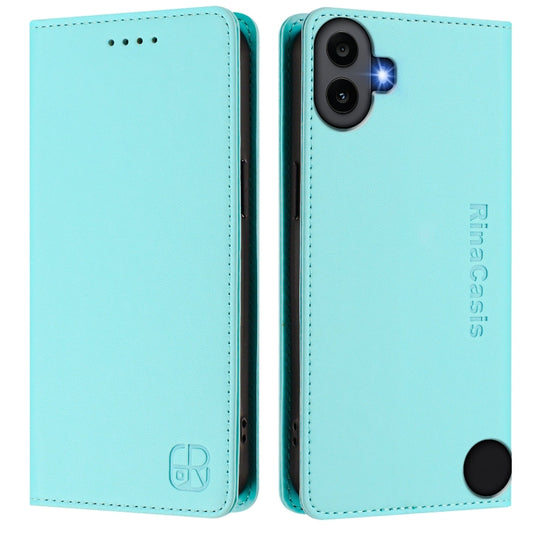 For Nothing CMF Phone 1 RC01 Dual-Folded Magnetic Suction RFID Leather Phone Case(Mint Green) - Nothing Cases by buy2fix | Online Shopping UK | buy2fix