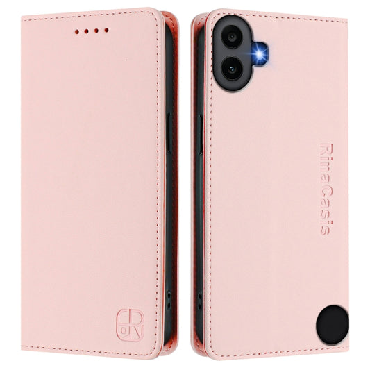 For Nothing CMF Phone 1 RC01 Dual-Folded Magnetic Suction RFID Leather Phone Case(Pink) - Nothing Cases by buy2fix | Online Shopping UK | buy2fix
