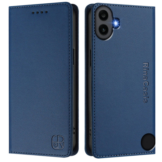 For Nothing CMF Phone 1 RC01 Dual-Folded Magnetic Suction RFID Leather Phone Case(Dark Blue) - Nothing Cases by buy2fix | Online Shopping UK | buy2fix