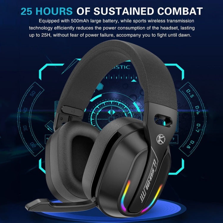 Bluetooth 5.4 Head-mounted RGB Wireless Bluetooth Gaming Headset With Transmitter(Black) - Headset & Headphone by buy2fix | Online Shopping UK | buy2fix