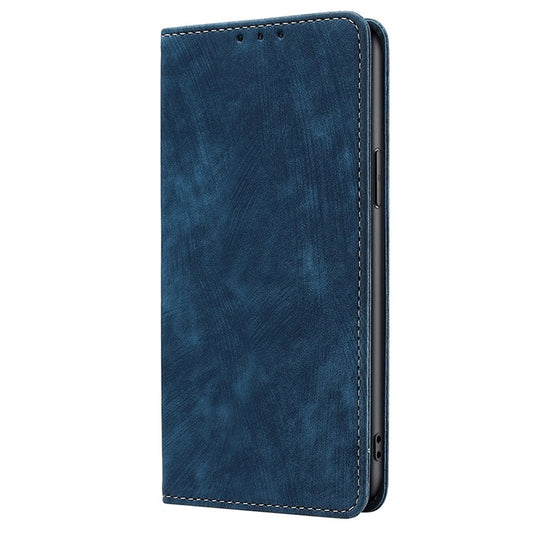 For Samsung Galaxy S25 5G RFID Anti-theft Brush Magnetic Leather Phone Case(Blue) by buy2fix