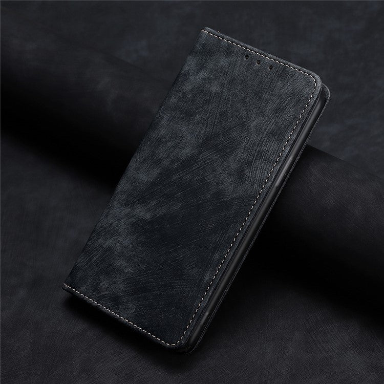 For Samsung Galaxy S25 Ultra 5G RFID Anti-theft Brush Magnetic Leather Phone Case(Black) by buy2fix