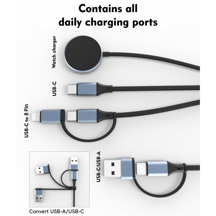 U33 1m PD100W USB-A / USB-C All in 1 Multifunctional Fast Charging Cable(Black Grey) - Multifunction Cable by buy2fix | Online Shopping UK | buy2fix