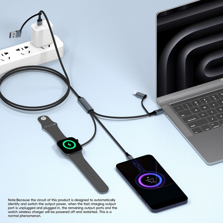 U33 1m PD100W USB-A / USB-C All in 1 Multifunctional Fast Charging Cable(Black Grey) - Multifunction Cable by buy2fix | Online Shopping UK | buy2fix