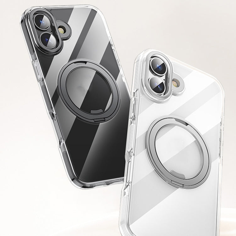 For iPhone 16 Plus Gear Plating PC 360 Ring Holder Magsafe Phone Case(Transparent Copper) - iPhone 16 Plus Cases by buy2fix | Online Shopping UK | buy2fix