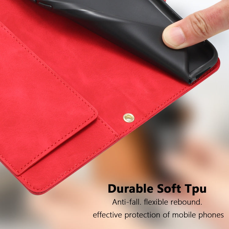 For Samsung Galaxy S25 Ultra 5G Tulips Embossed Leather Phone Case with Lanyard(Red) by buy2fix