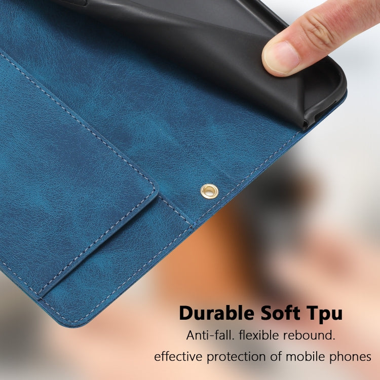 For Samsung Galaxy S25 Ultra 5G Tulips Embossed Leather Phone Case with Lanyard(Blue) by buy2fix