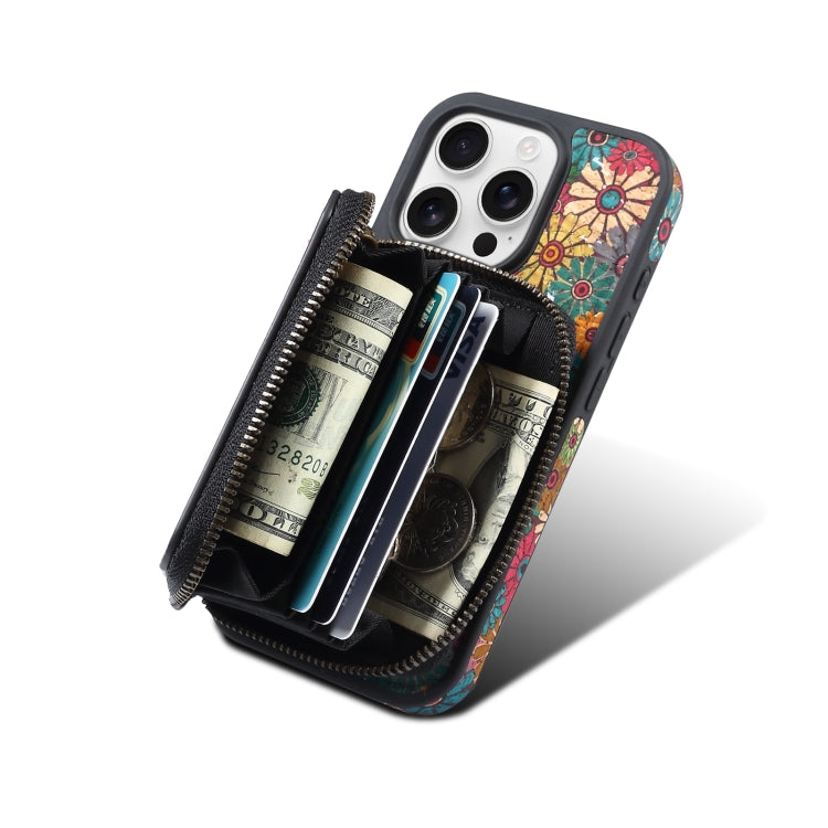 For iPhone 15 Pro Denior D23 MagSafe Detachable Zipper Wallet Holder Phone Case(Green) - iPhone 15 Pro Cases by Denior | Online Shopping UK | buy2fix